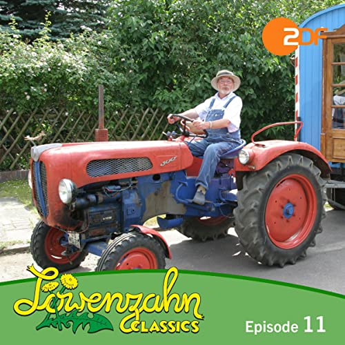 peter Lustig sitzt auf einem rotem Traktor auf dem Weg nach Pölser